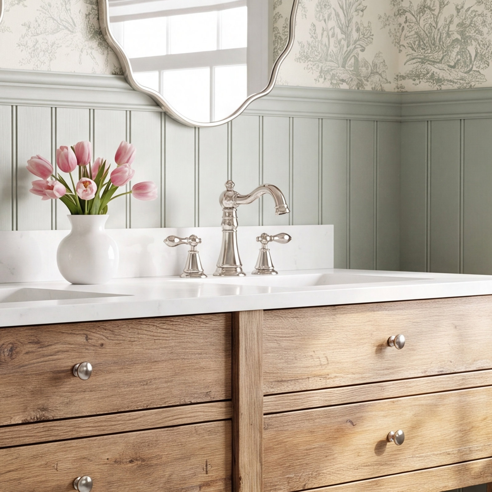 English Classic Widespread Faucet with Drain, Polished Nickel
