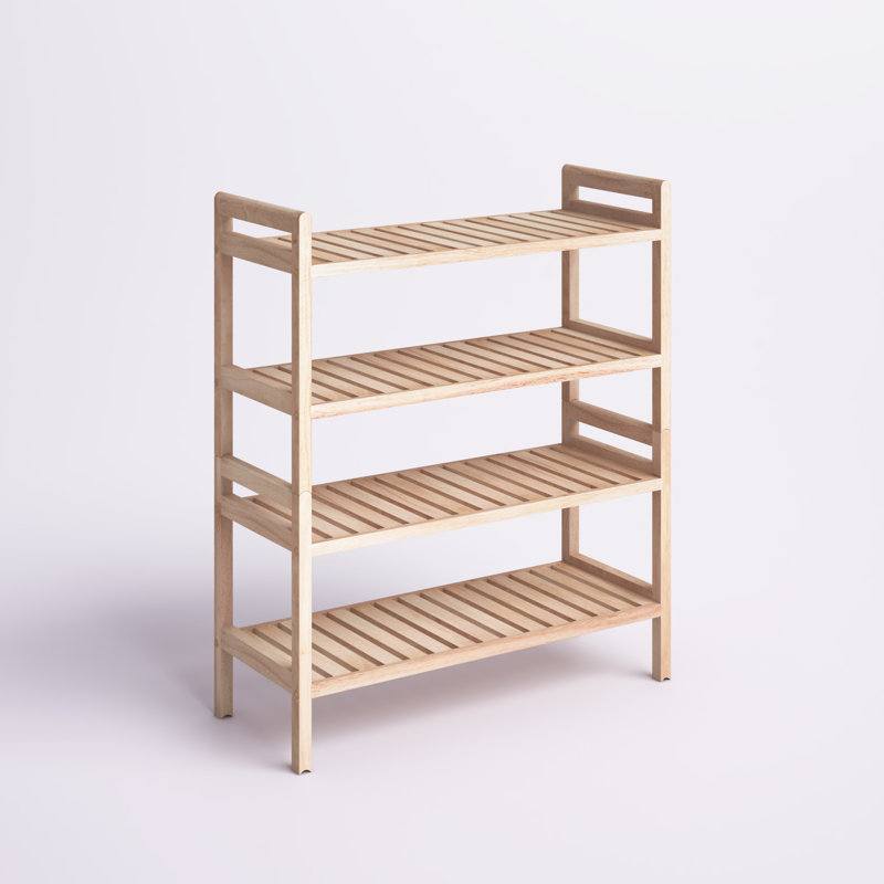 6 Pair Stackable Solid Wood Shoe Rack