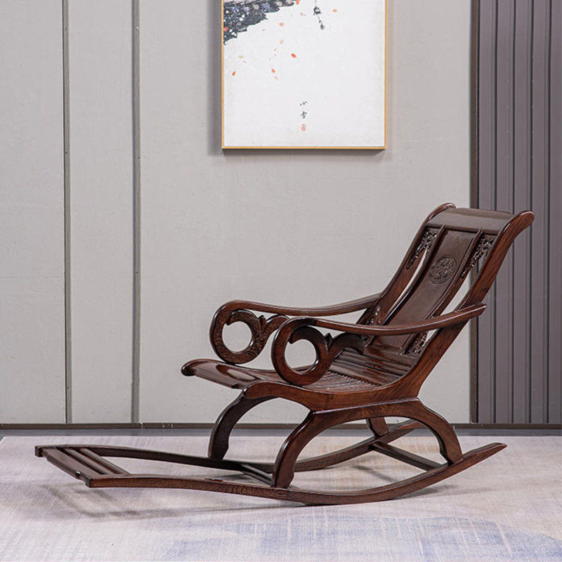 Chaise berçante en bois massif, Noyer