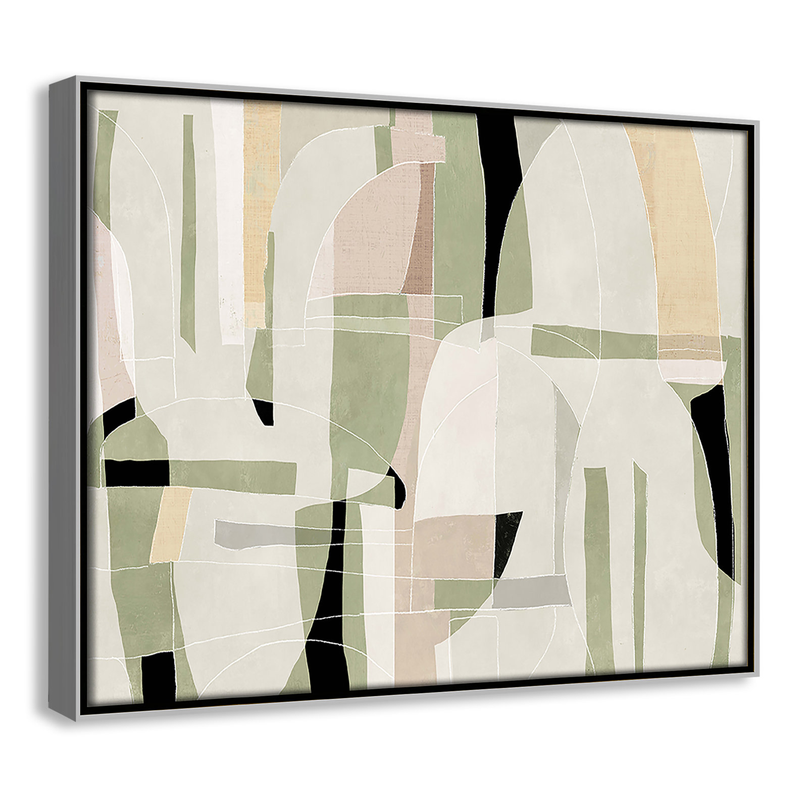 Sunny Barcelona - Floater Frame Canvas, 15.5" W x 12.5" H, Silver