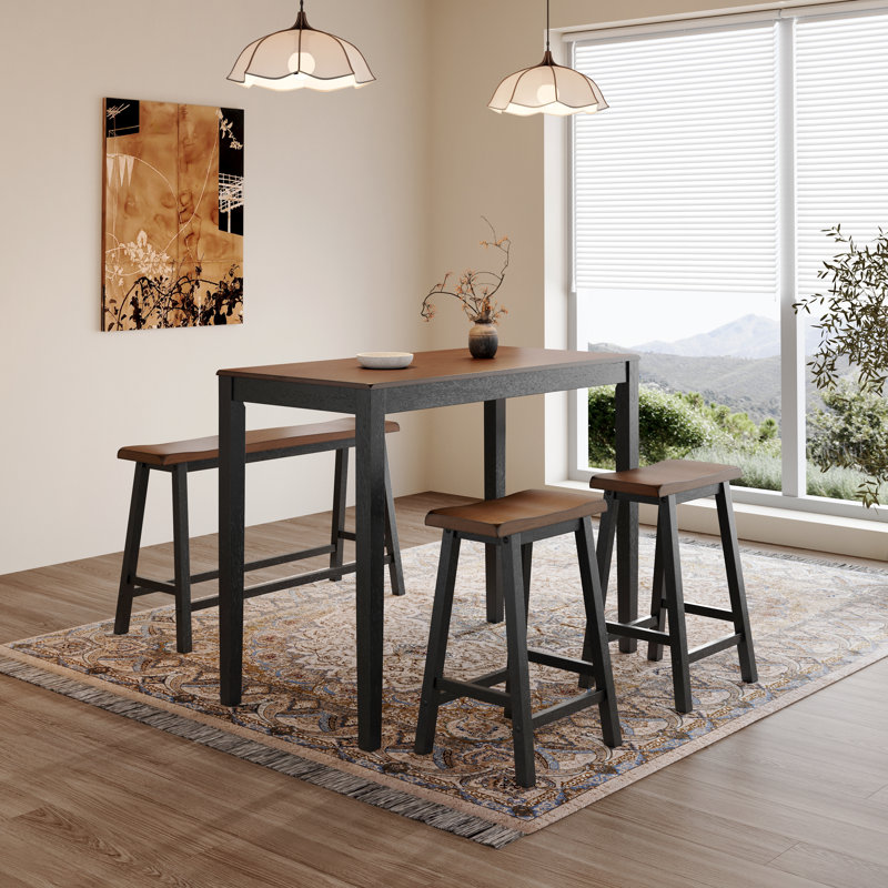 4 - Person Dining Set, Walnut/Black