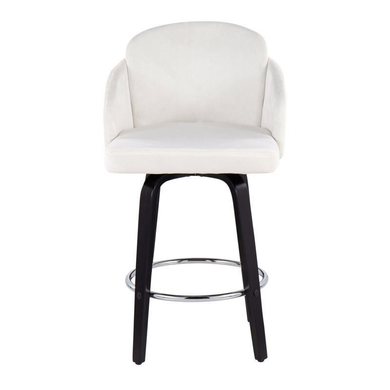 Tabouret tournant 25 "Violetta, Velours crème, Noir