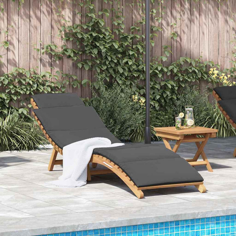 vidaXL Garden Sunlounger with Cushion Brown 77.95 x 21.65 x 23.03 in, Dark Gray