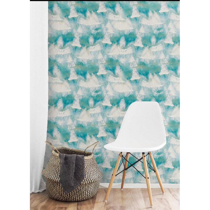 Ocean Waves 10' L x 24" W Wallpaper Roll, Faux Grasscloth, Non-pasted