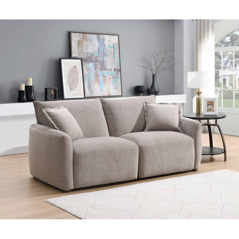 Sofia Soft Woven Fabric Sofa , Stone, 3
