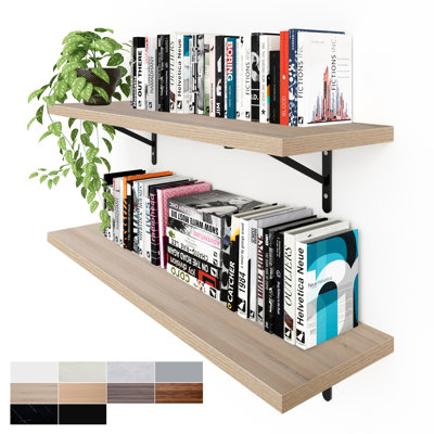 Kaboon Floating Shelves Set Of 2, 10X36,  Light Oak