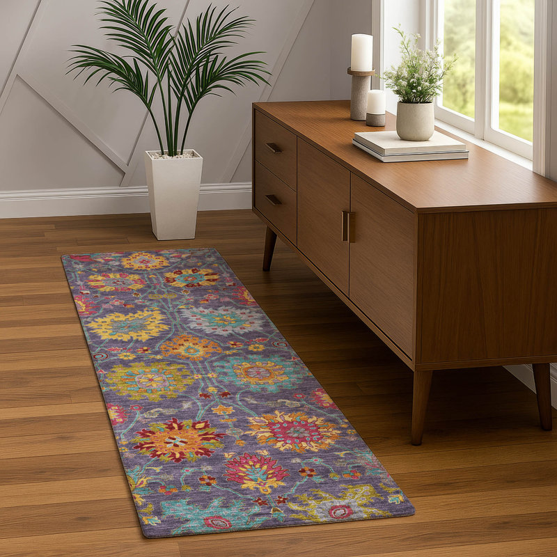 Tapis damassé intérieur / extérieur lavable à la machine ACN2288, Tapis de couloir 2 pi 3 po x 7 pi 6 po