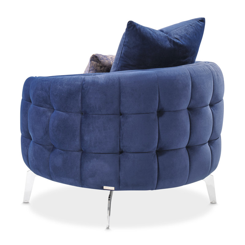 A La Carte Barrel Chair, Silver, Indigo Velvet
