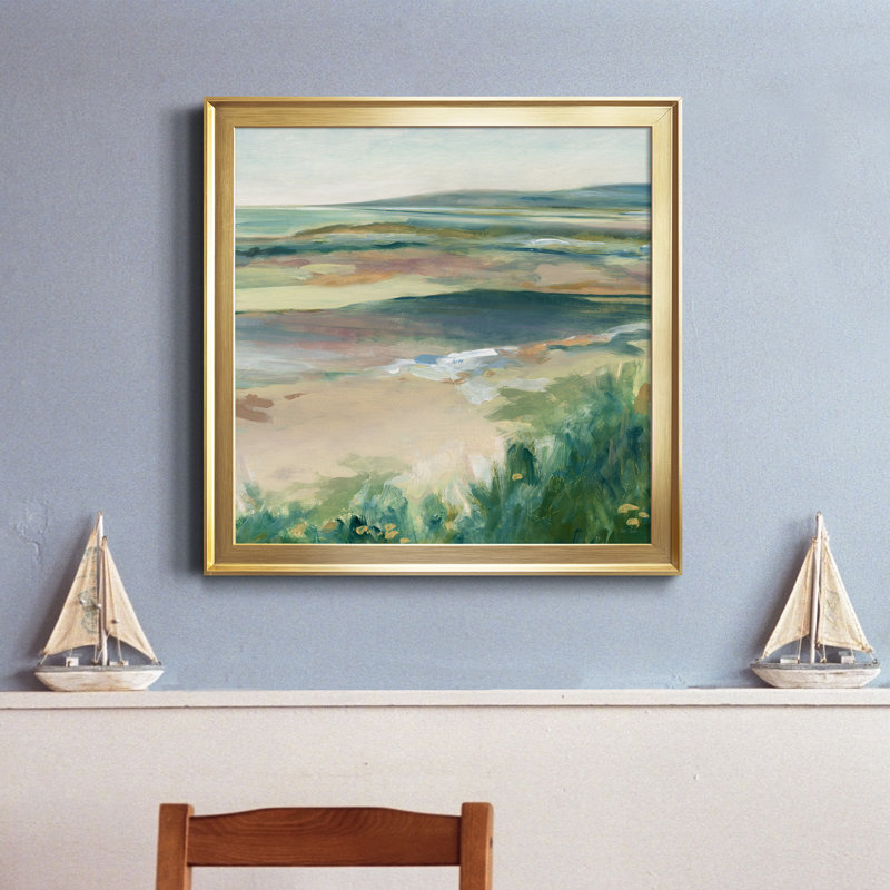 Sea Reflections - Peinture sur toile encadrée, Toile encadrée dorée, H 17,5 po x l 17,5 po x P 1,5 po
