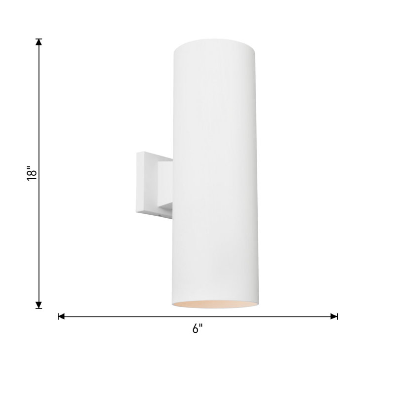 Outdoor Cylinders Two Light Wall Lantern, 18" H x 6" W x 7.75" D