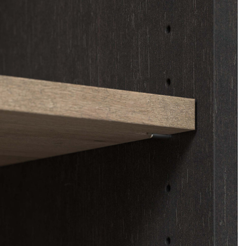 Présentoir Arkyn avec portes en verre, Hickory rétro noir / brun clair restauré