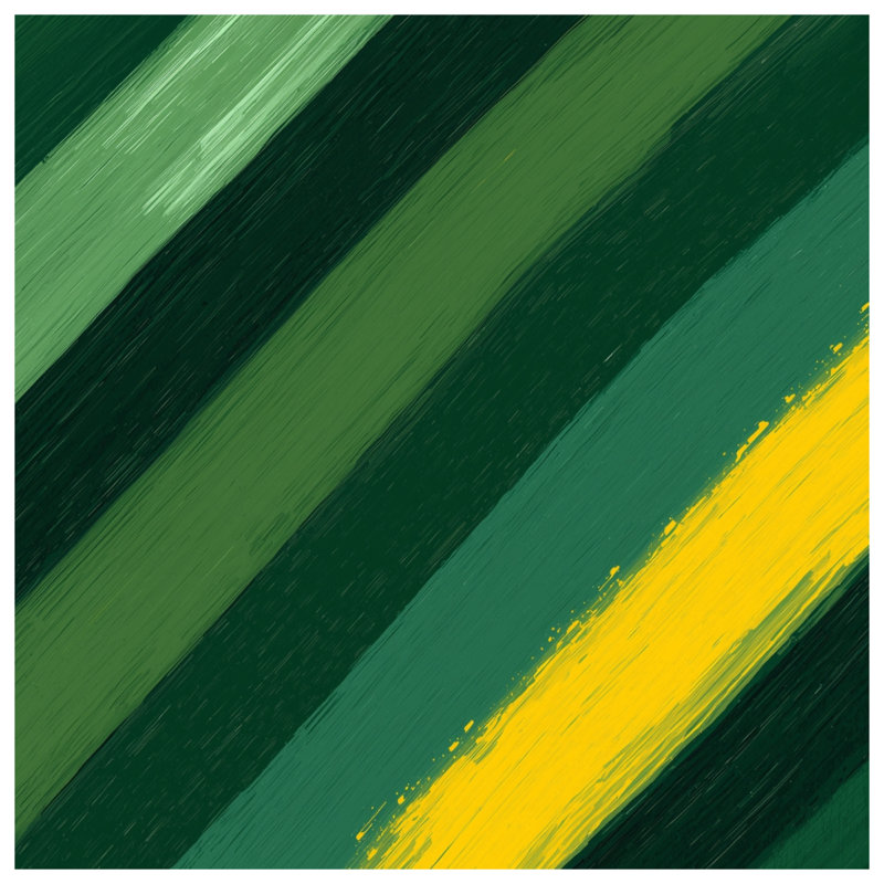 Édredon vert et jaune à rayures diagonales, Simple extra long