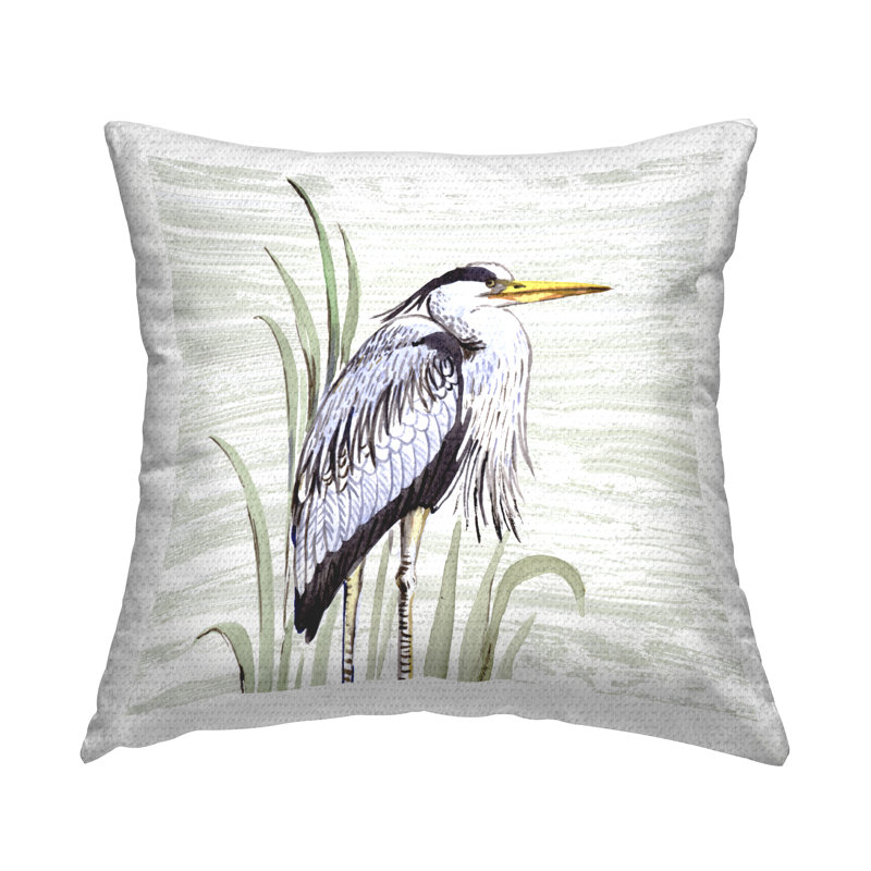 Coussin d'extérieur imprimé plage Heron Elegant Heron