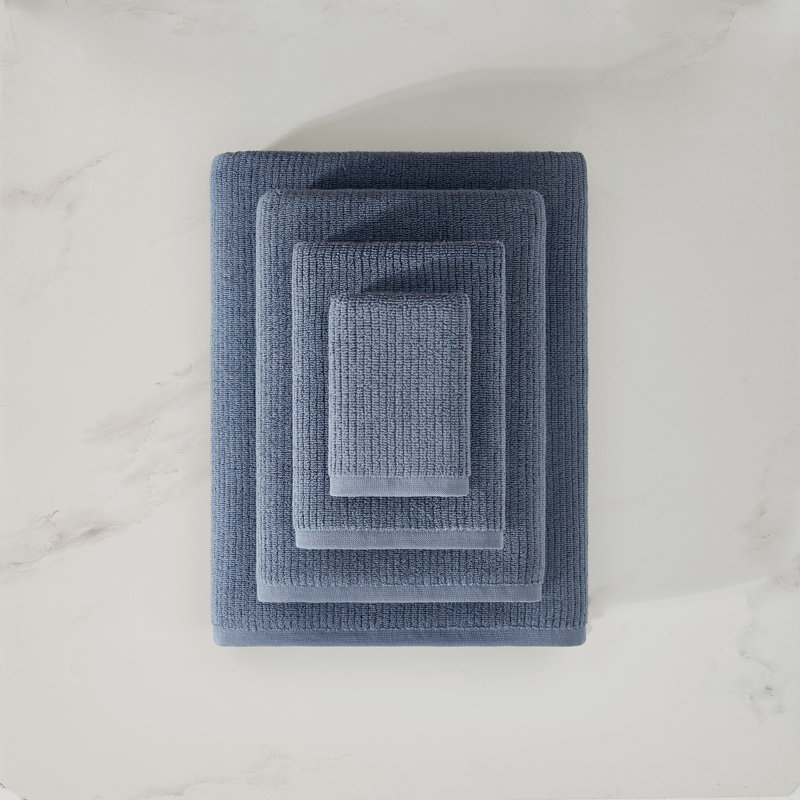 Egyptian Cotton Ribbed Towels, Slate, Bath Towel