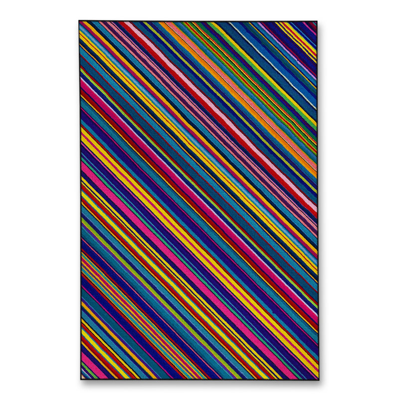 Tapis vert tissé à rayures Mosso, 3'3" x 6'7"