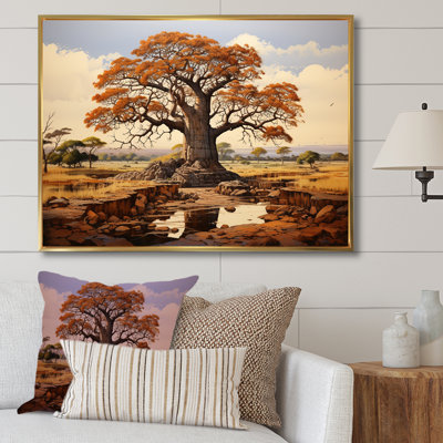 African Baobab Savanna Landscape I - Tree Baobab Framed Wall Art