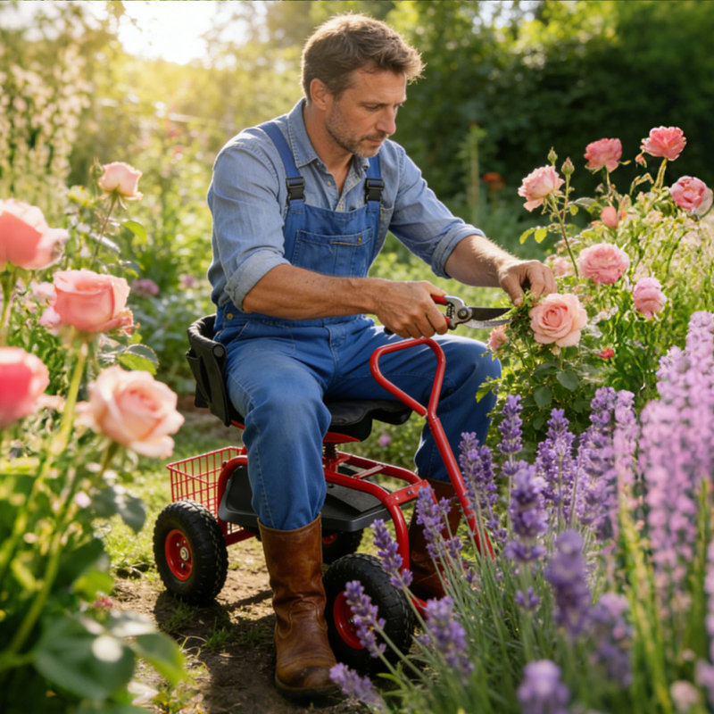 Siège de jardin avec dossier ergonomique Kinfant, Rouge