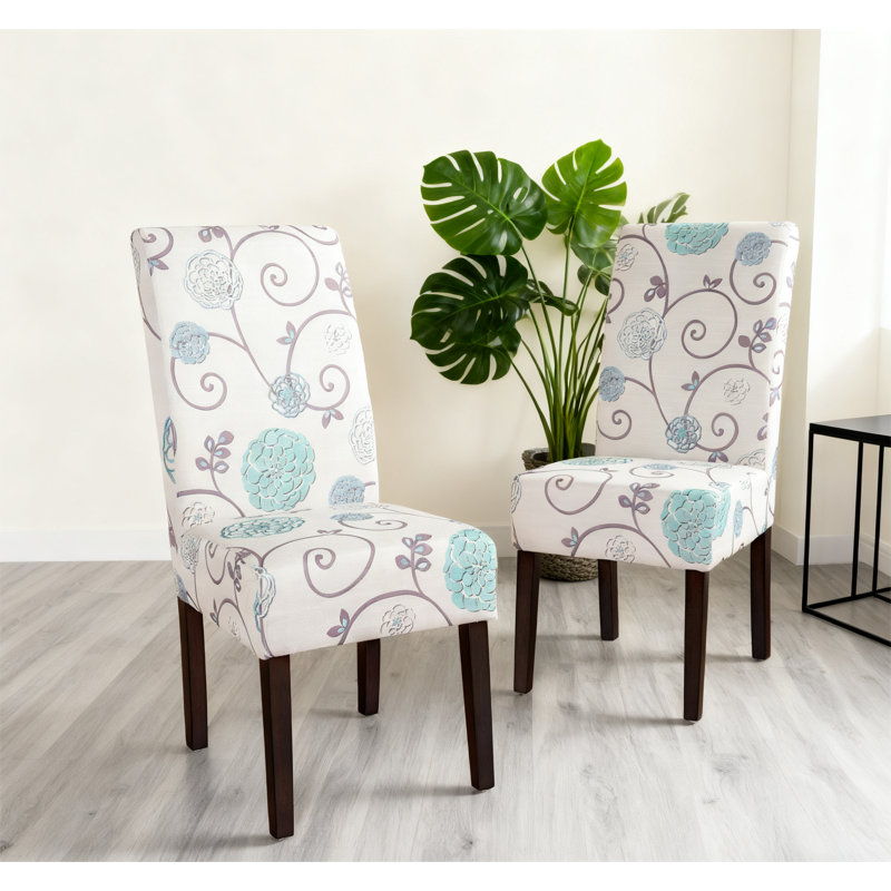 Chaises de salle à manger modernes, Motif floral bleu/blanc