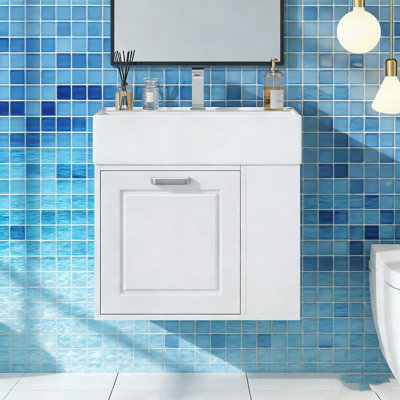 Wall Mounted Floating Cabinet with One big Drawer and Adjustable Shelf