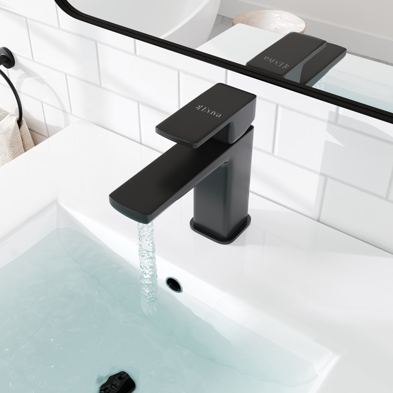 Eviva Lux Single-Handle Waterfall Single-Hole Bathroom Faucet With Deckplate Included In Chrome, Matte Black