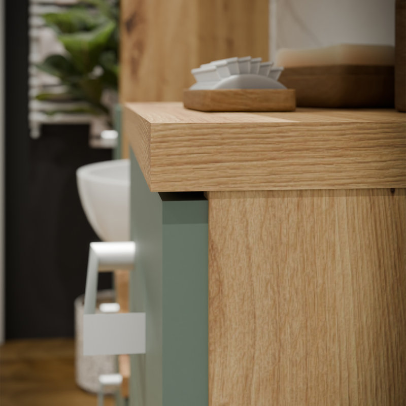 Catilin Bathroom Cabinet, Artisan Oak/Sage Green