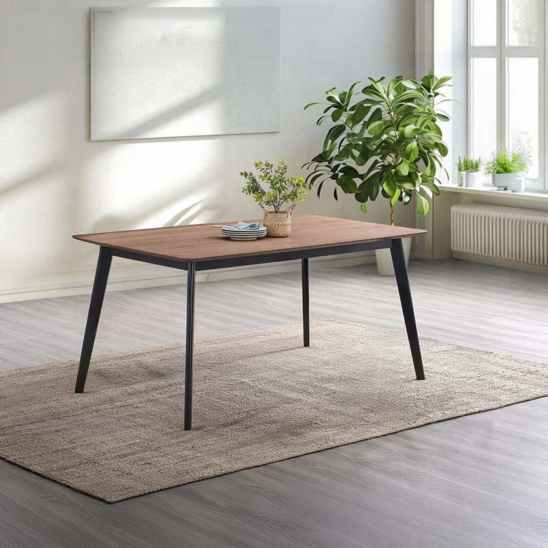 Table de salle à manger contemporaine en noyer et finition noire