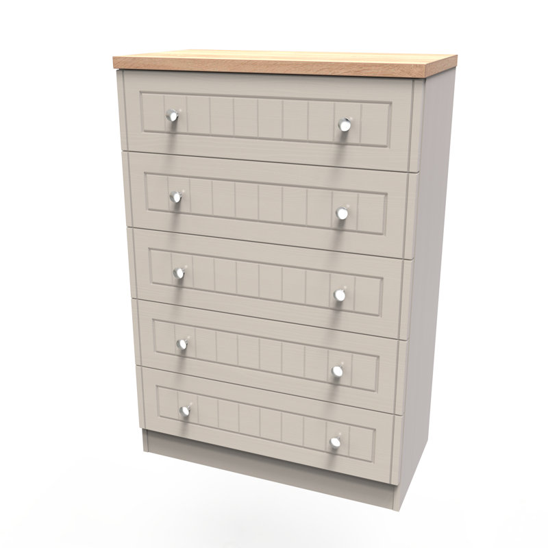 Fully Assembled Mitsuwa 5 - Drawer Chest of Drawers, Kashmir Ash/Oak