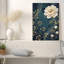 Toile blanche avec des accents dorés sur fond sarcelle foncé-2123760816