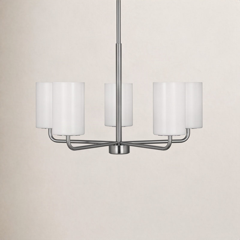 Kera Vincente 5 - Light Chandelier, Brushed Nickel, No