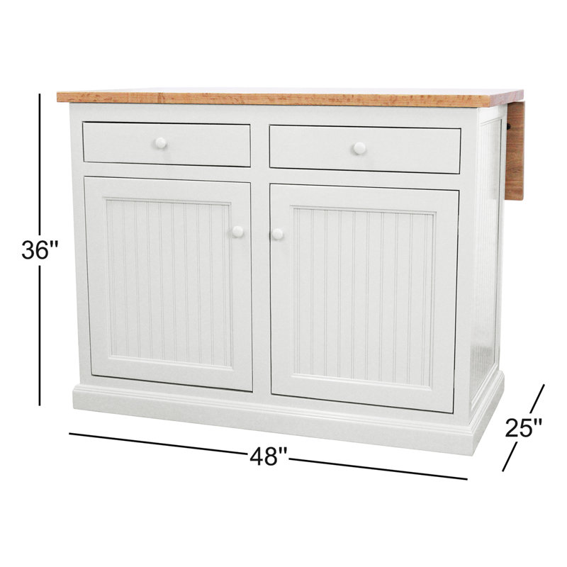 Avant Solid Wood Kitchen Island, Bright White