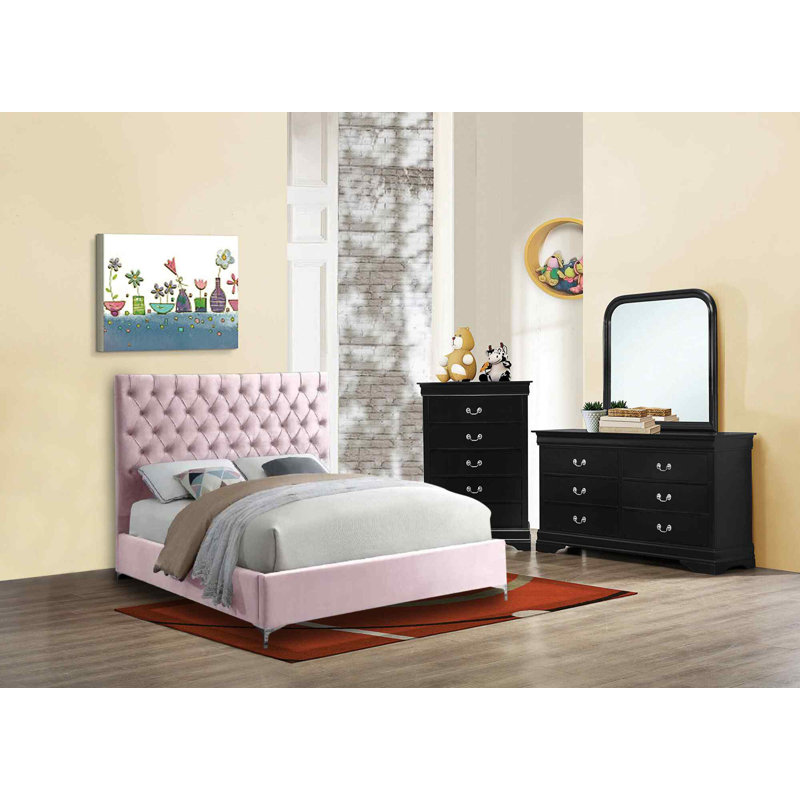 Upholstered Bed, Single (3'), Pink