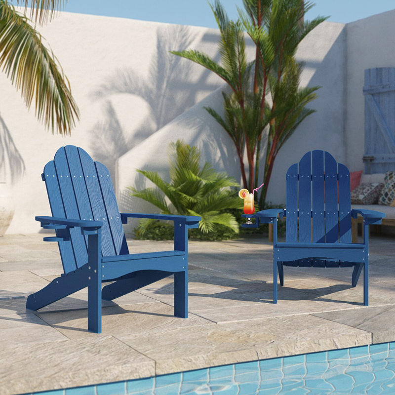 Chaise Adirondack en plastique Hackneyville, Bleu marine