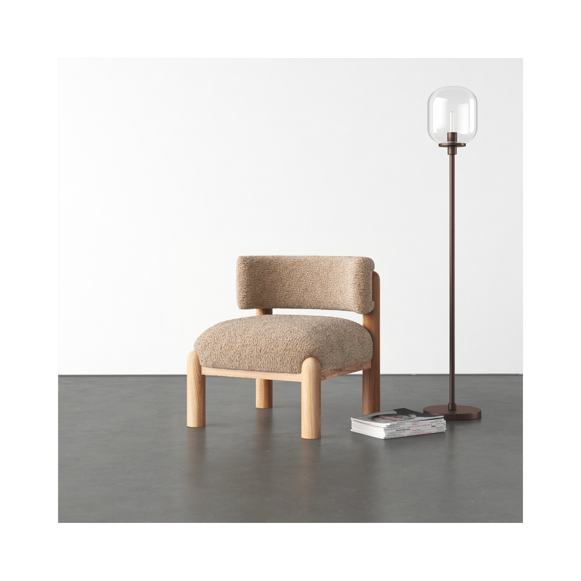 Lilou Upholstered Barrel Chair, Light Brown