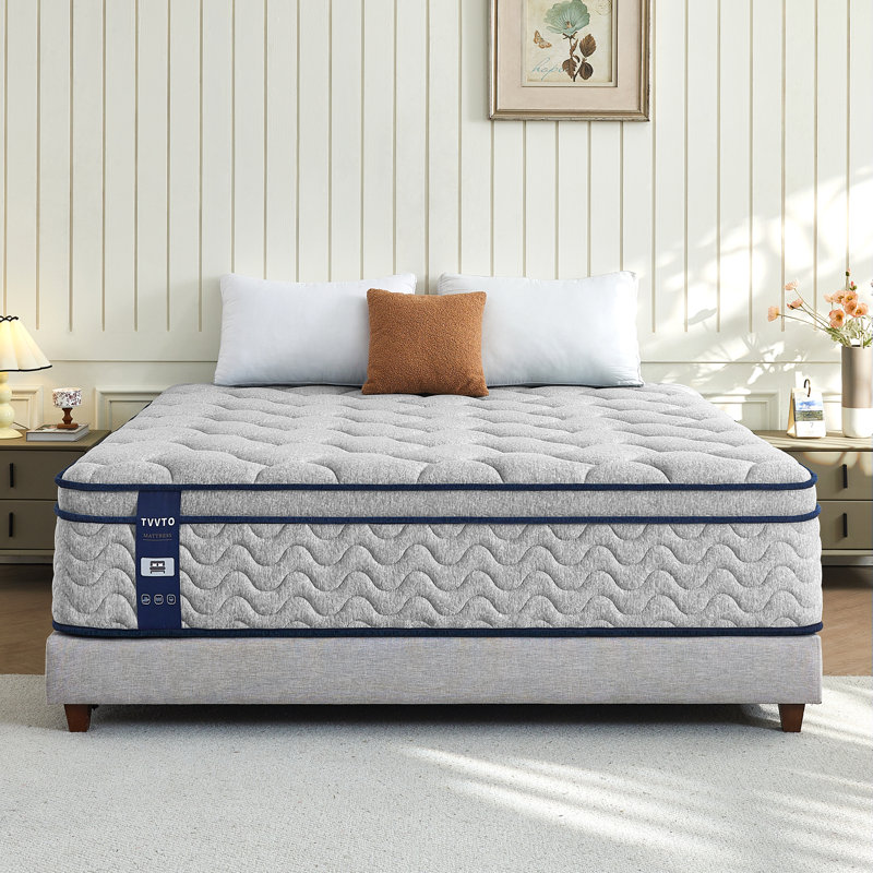 Matelas hybride moyen 10/12/14 avec mousse viscoélastique gélifiée et ressorts ensachés, isolement de mouvement et support de bord, certifié Certipur-US