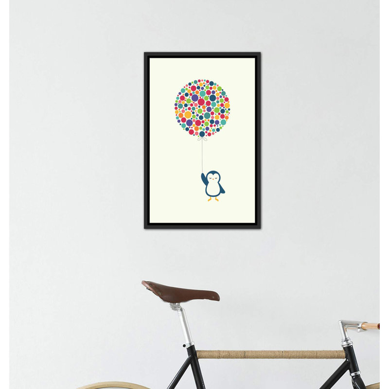 «Float in the Air» par Andy Westface - impression d'art graphique, Toile avec cadre noir patiné, H 60 po x l 40po x P 1,5 po