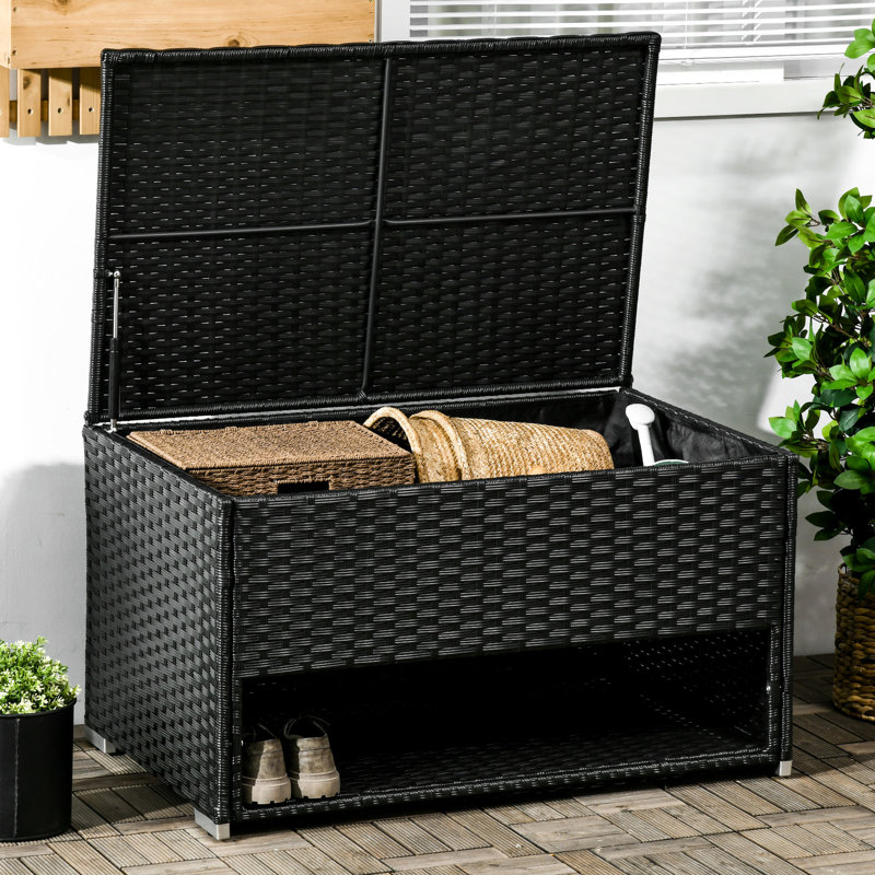 Deck Box For Patio Use - Store Your Outdoor Essentials In Style, Black Repository Towels With Shoe Rack