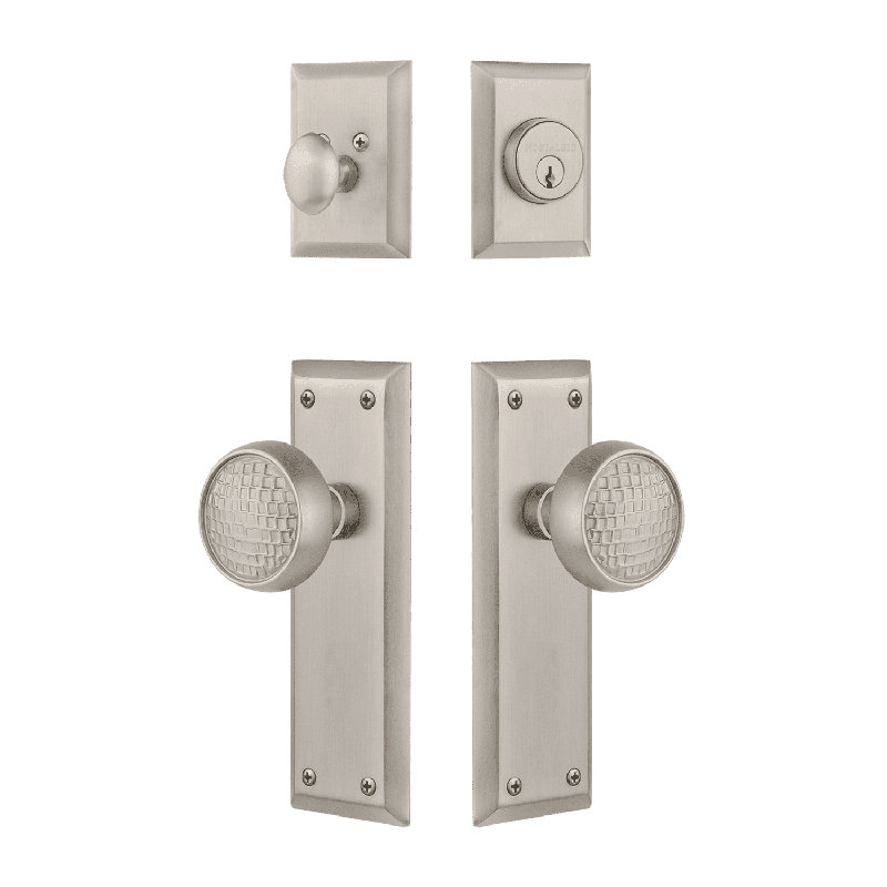 Nostalgic Warehouse New York Entry Set with Craftsman Knob, 2.75, Satin Nickel