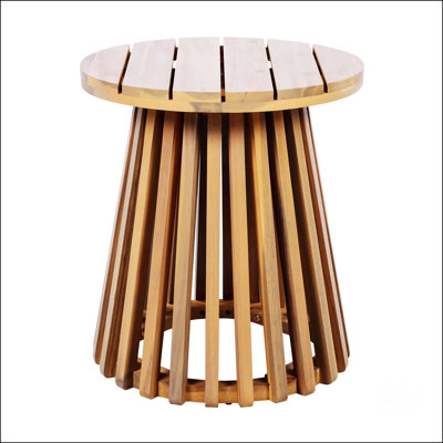Table d'appoint de patio ronde en bois d'acacia durable, pour une utilisation extérieure et un placement polyvalent