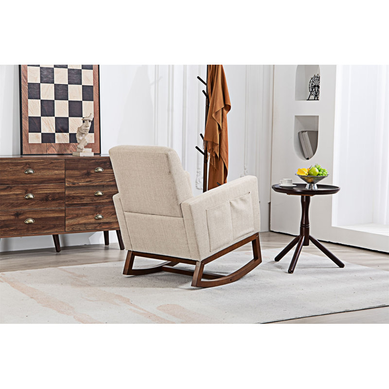Fauteuil d'appoint rembourré, Lin kaki