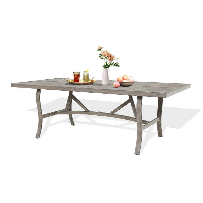 Patio 84"L Metal Dining Table With Umbrella Hole