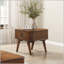 Table de bout avec rangement 1pc avec finition noyer et portes tambour, parfaite pour l'organisation de salon moderne
