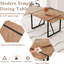 Repas chic: table en bois texturée en forme d'os de poisson avec supports en métal noir stables, paire de 4 chaises en tissu brun respirant et pieds durables et meubles durables: 55 po x 31,4 po x 30 po