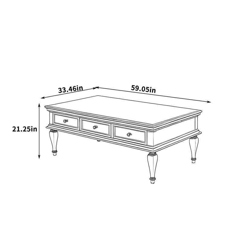 Solid Golden Rosewood Coffee Table, 21.25" H x 59.05" L x 33.46" W