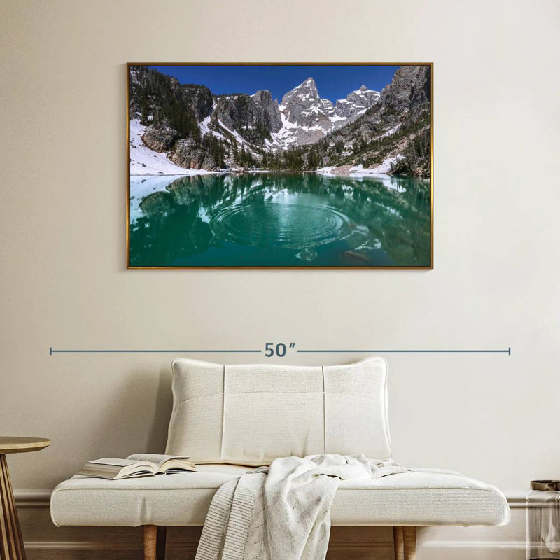 Delta Lake Grand Teton, Cadre flottant doré, 40 po x 27 po