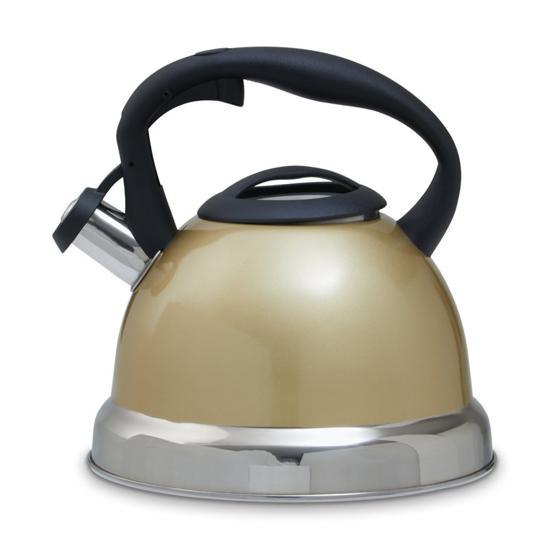 Belfry Kitchen Peniste 3L Stainless Steel Whistling Stovetop Kettle, Yellow