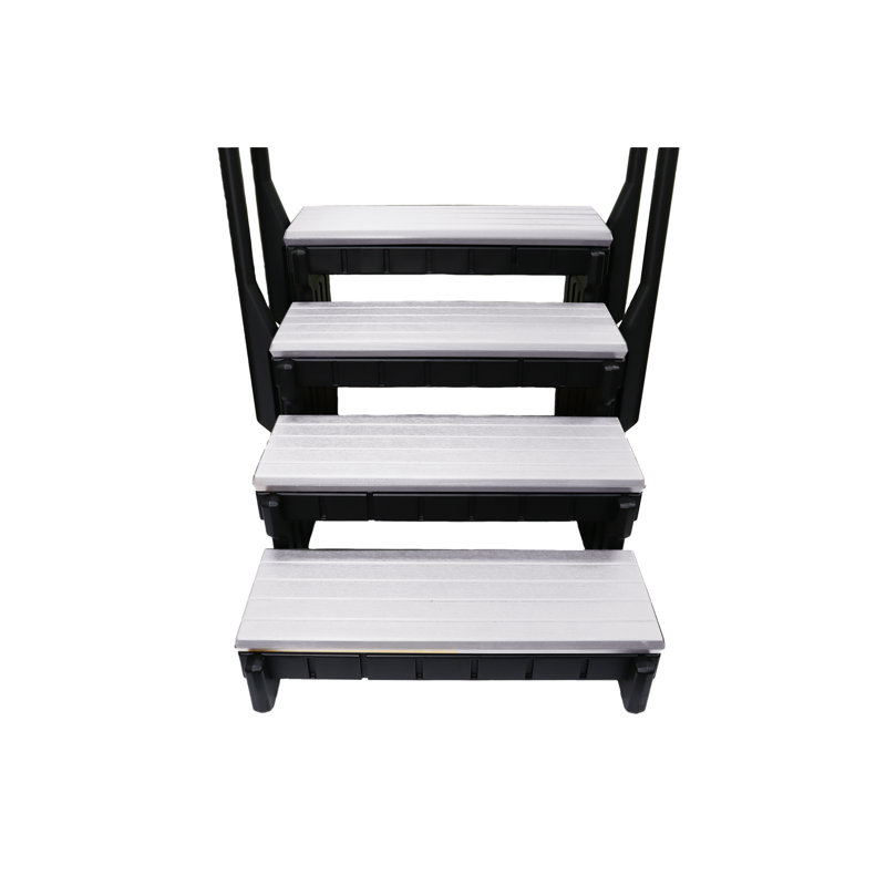 Black Polyethylene 4-Step Spa Ladder with Handrails