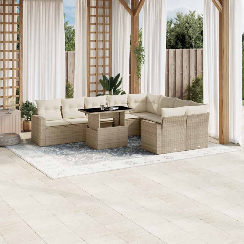 Ensemble de canapé de jardin en rotin poly Vidaxl