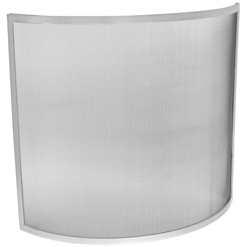 1 Panel Steel Fireplace Screen, Silver, 61cm H x 66cm W x 19cm D