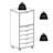 19.21'' Wide 5 -Drawer Mobile File Cabinet-1850633102