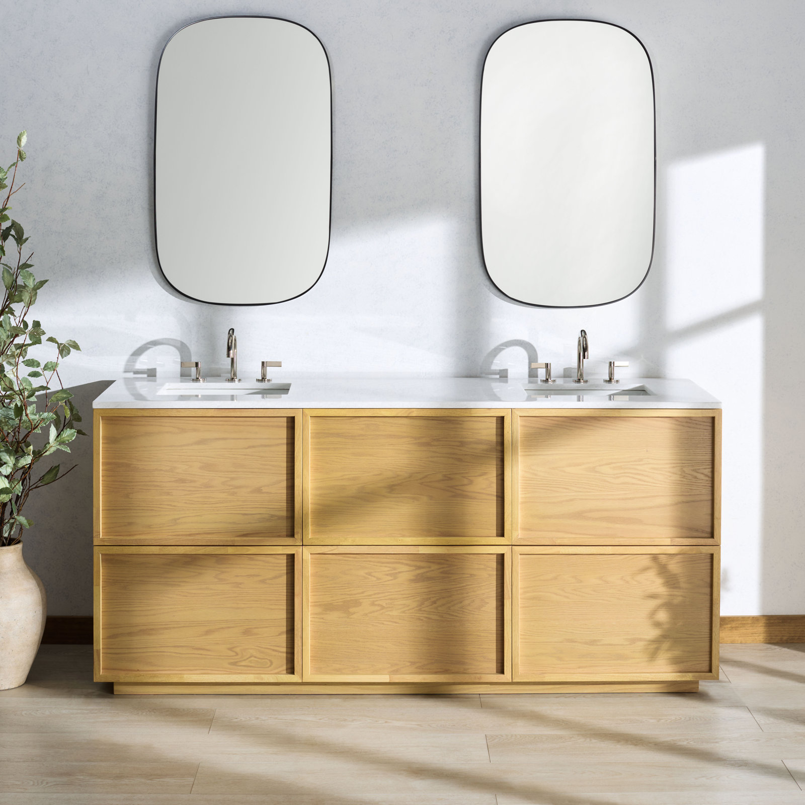 Hudson 72" Genuine Marble Double Bathroom Vanity, Natural